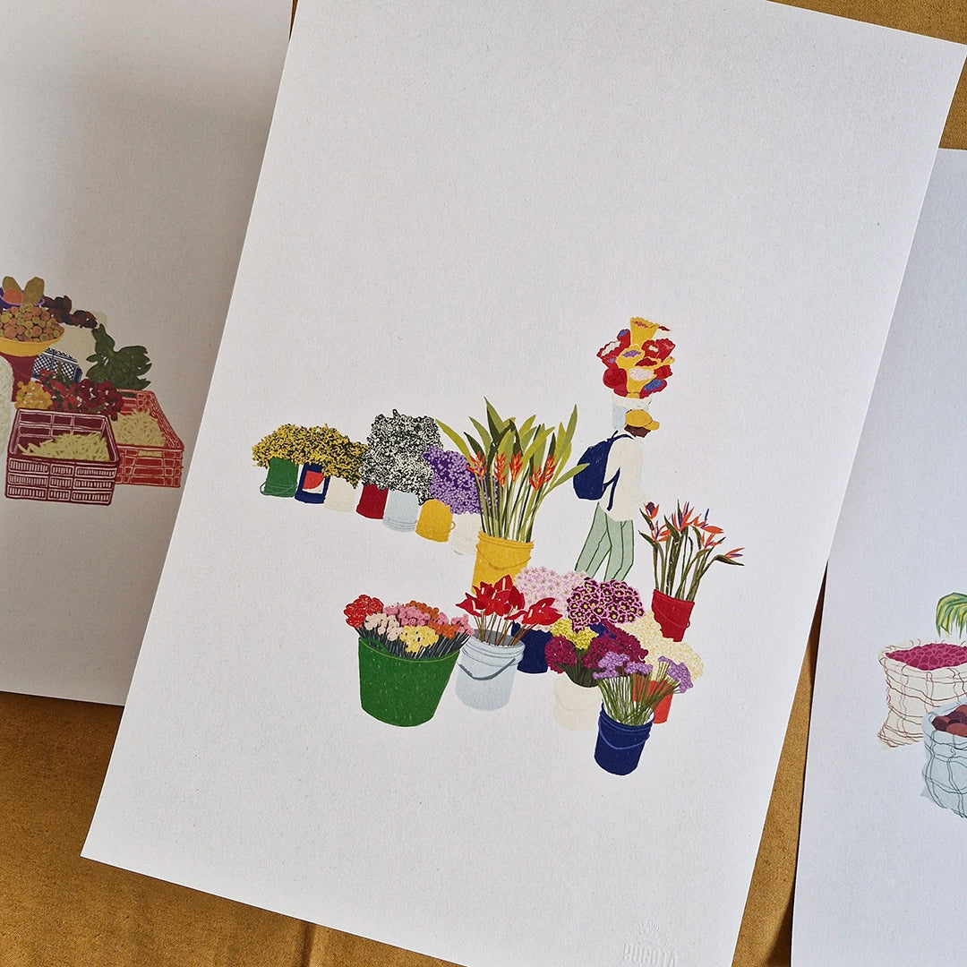 Afiche de Ilustración venta de flores