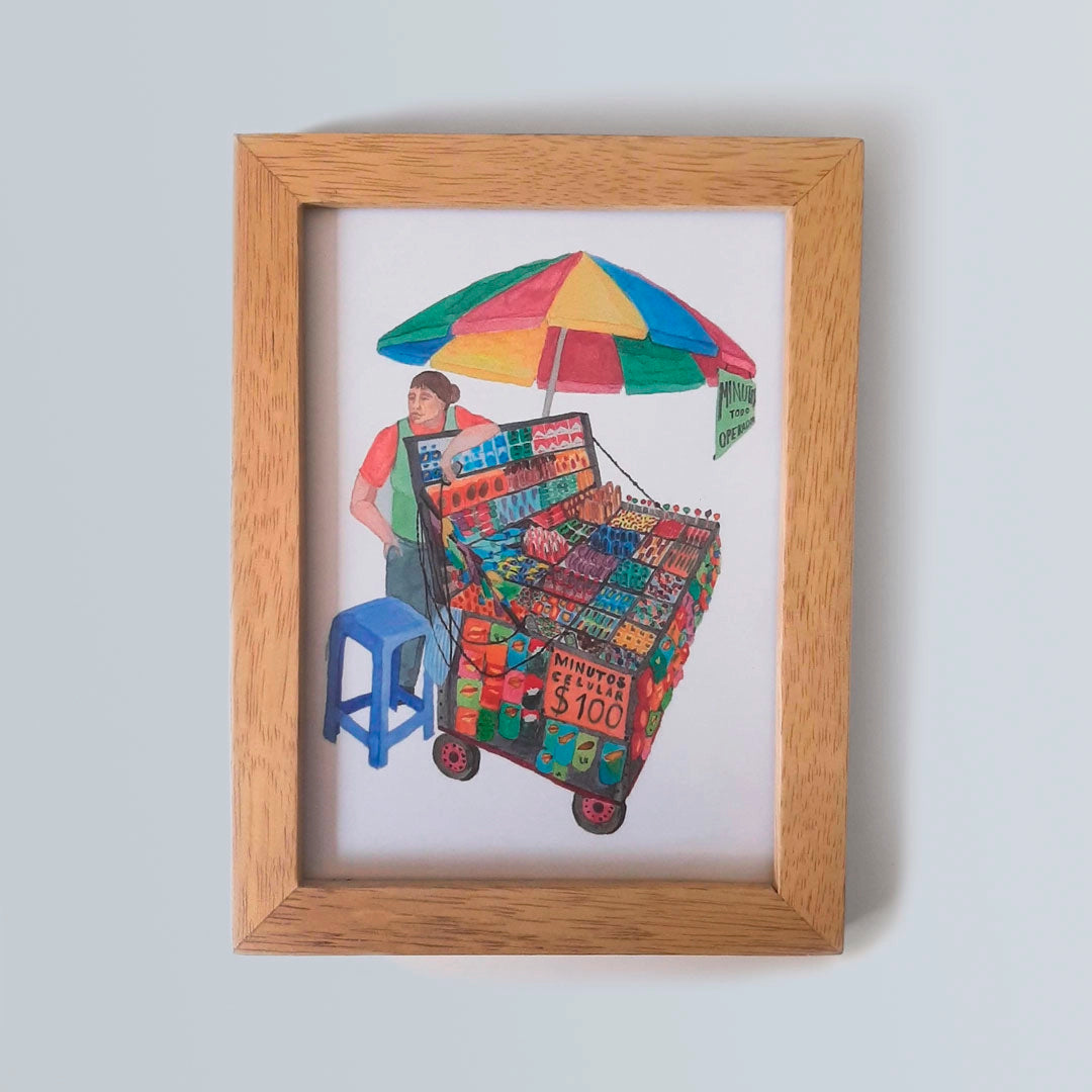 Detalle de cuadro del carrito ambulante ilustrado