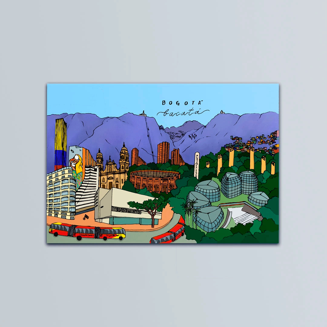 Postal ilustrada de la ciudad de Bogotá