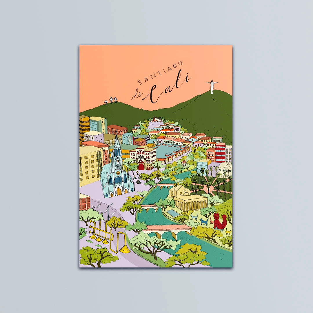 Postal ilustrada de Cali, Colombia
