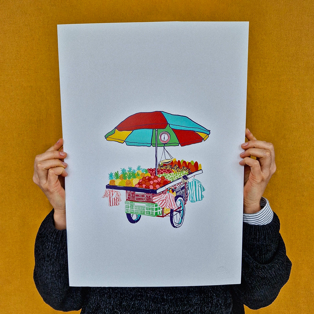 Afiche/Cuadro Carrito Ambulante Fruta fresca