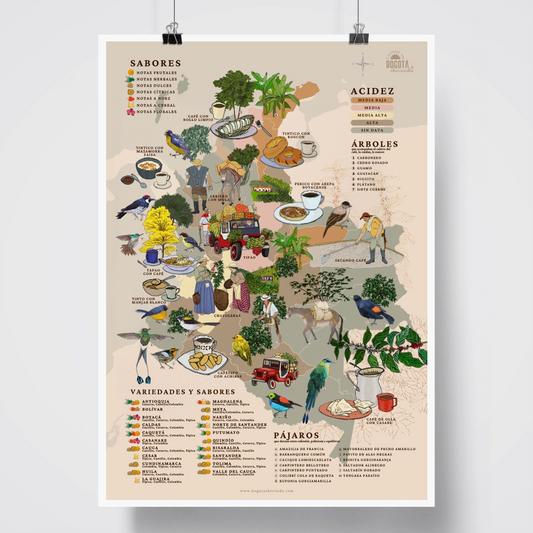 Afiche / Cuadro del Mapa de Colombia Cafetera
