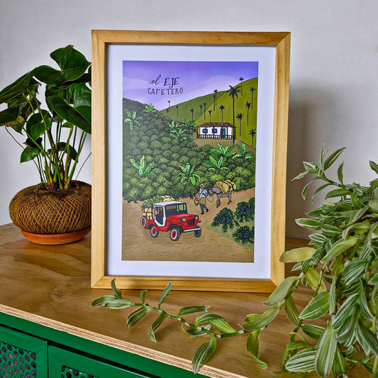Cuadro ilustrado decorativo del eje cafetero