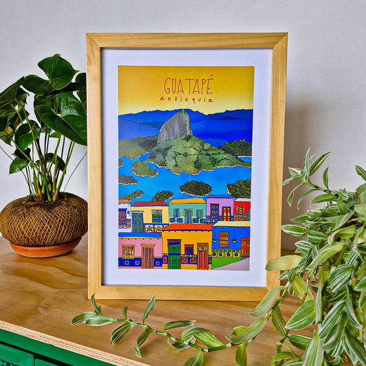 Cuadro ilustrado decorativo de Guatapé