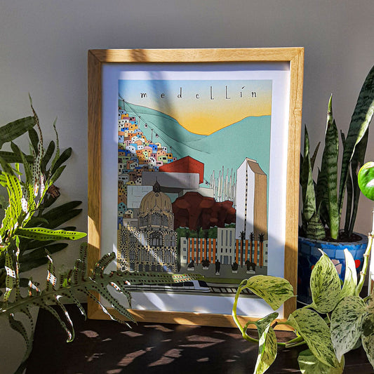 Cuadro ilustrado de la ciudad de Medellín