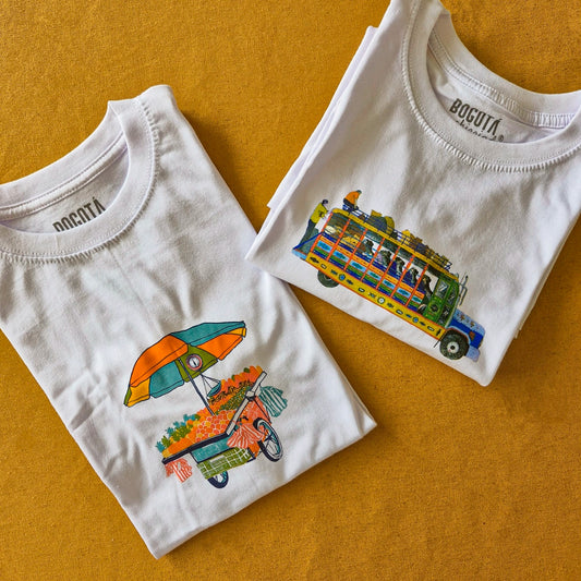 Dos camisetas ilustradas de Colombia