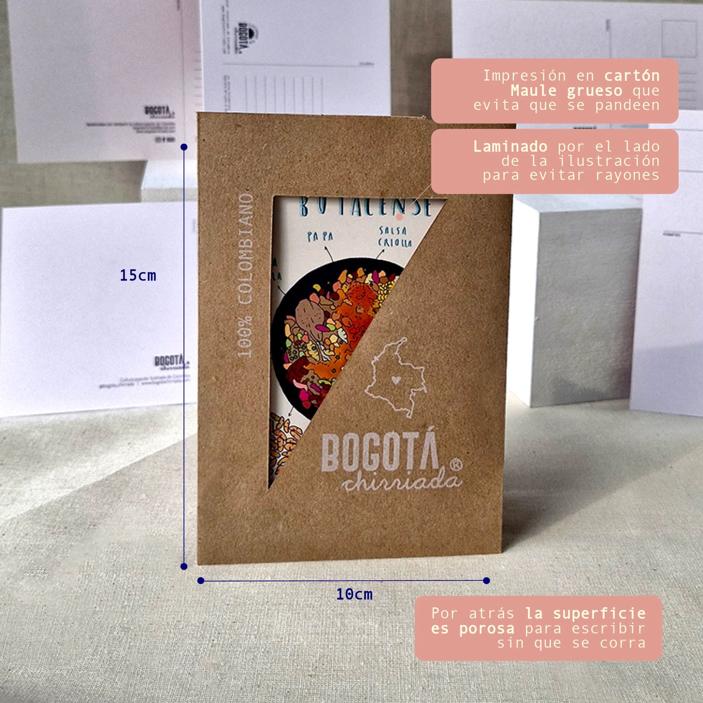 Características de los paquetes de las postales