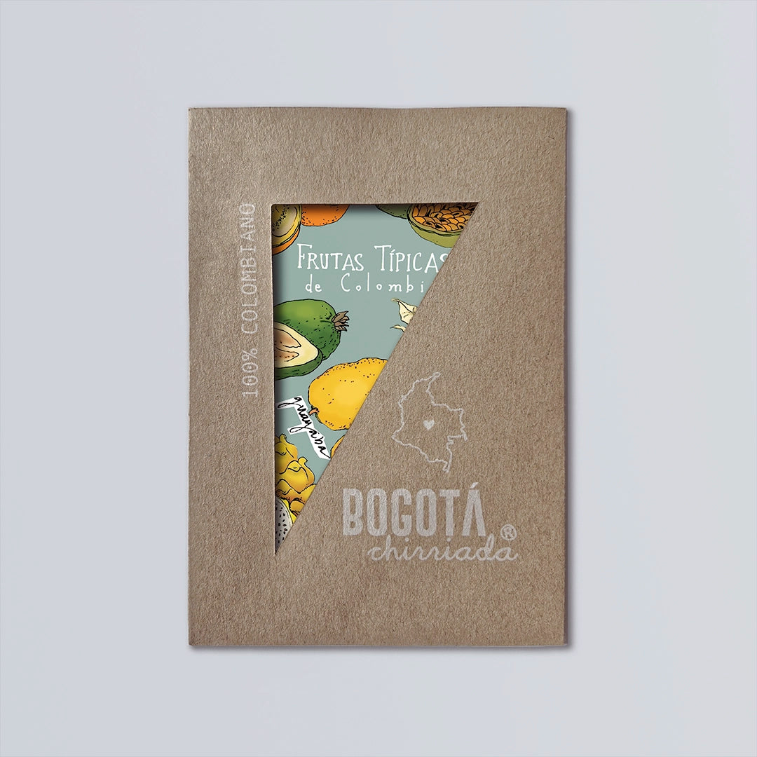 Sobre de postal ilustrada de las frutas típicas de Colombia