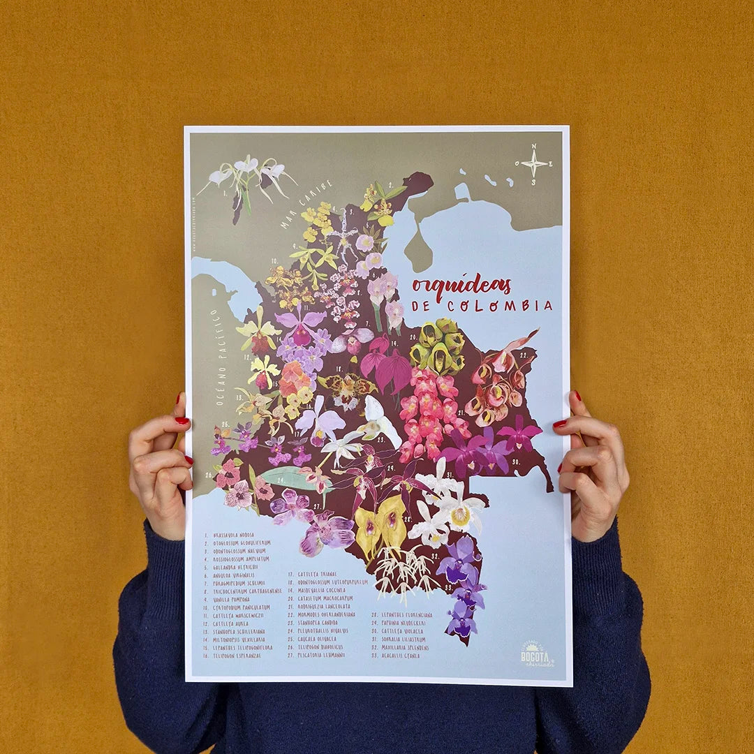 Afiche / Cuadro del Mapa de Orquídeas de Colombia